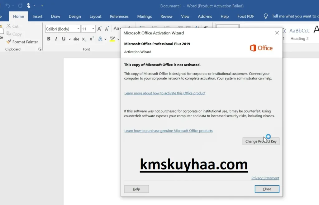 Aktivasi Office 2019